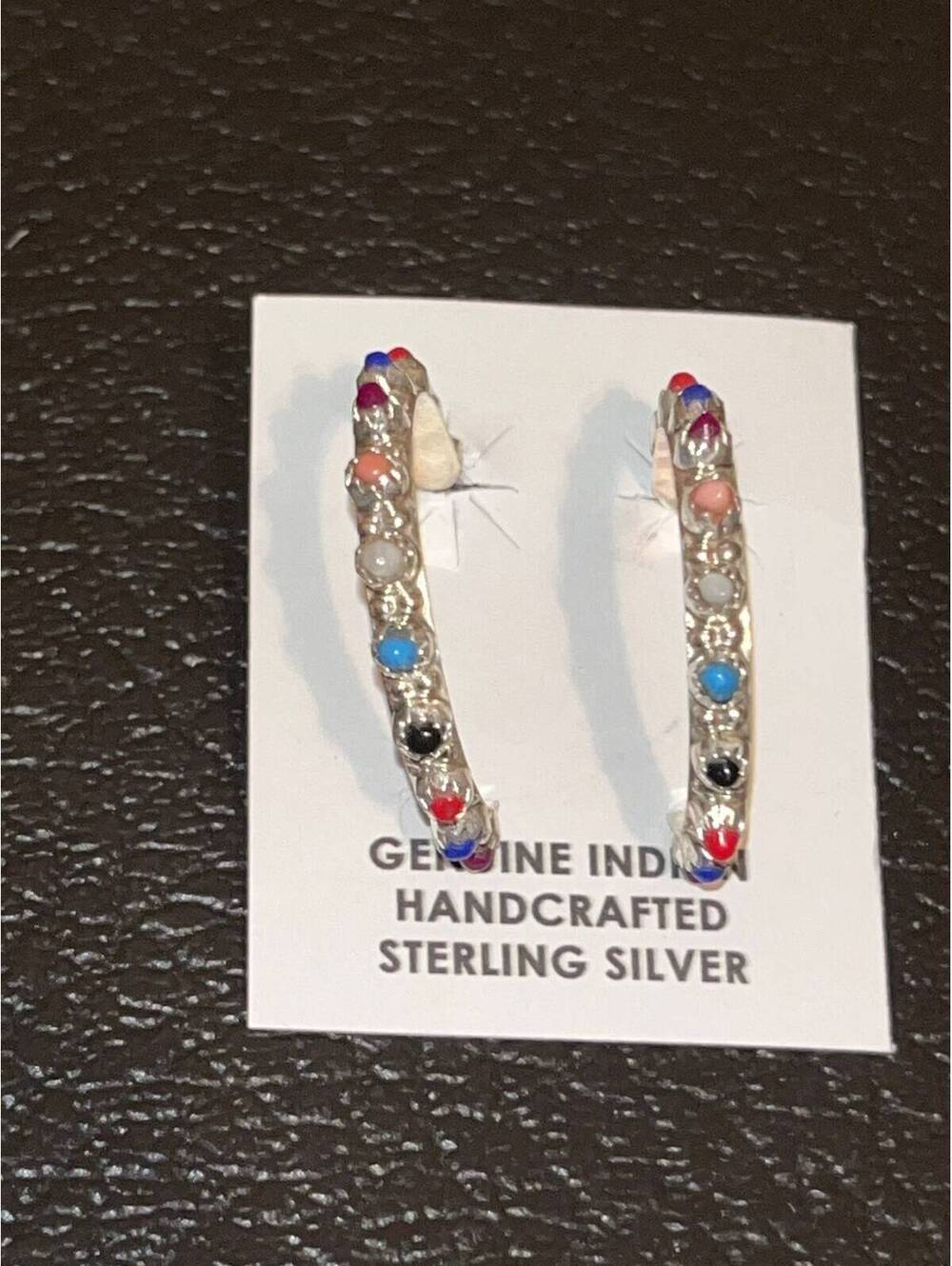 Zuni handmade multi stone cluster earrings sterling silver